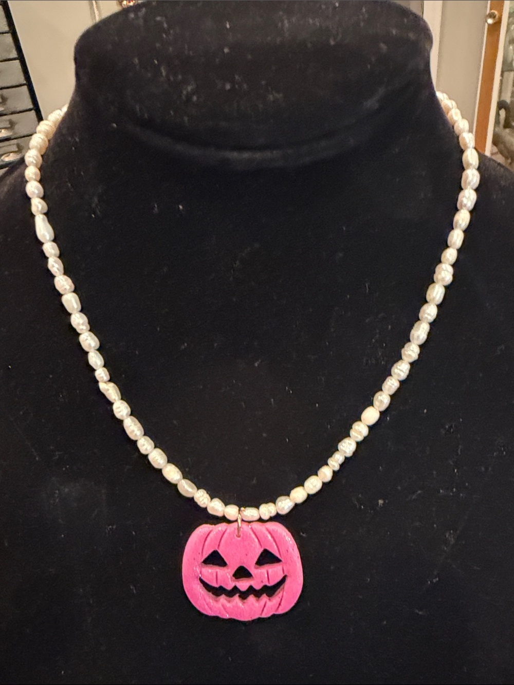Handmade Pink Pumpkin Pearl Necklace - Women Jewelry